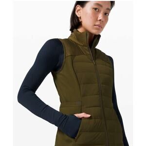 Lululemon Down for It All Vest Moss Olive Size 6 PrimaLoft Goose Down